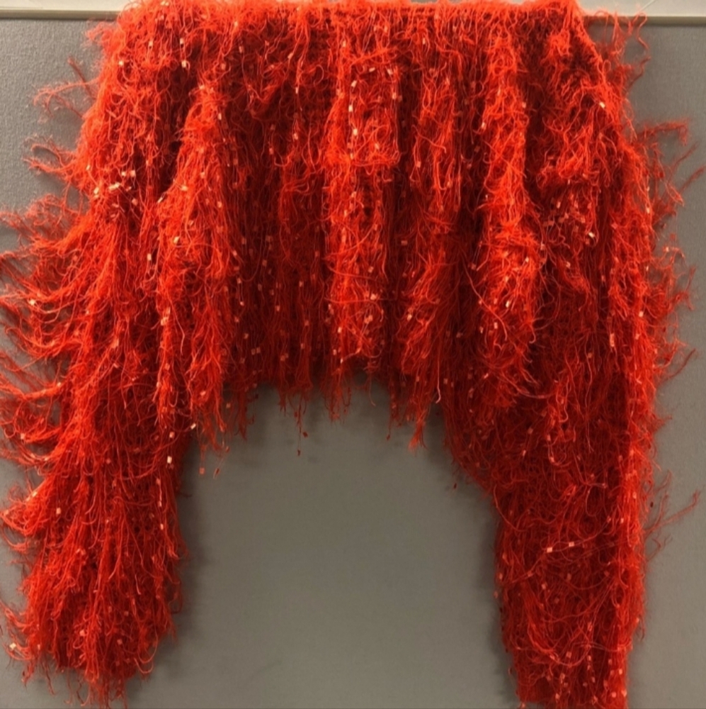 🌲Rehab Lab Shabby Chic Cropped Rustic Red Fringe Sweater🌲 - Picture 4 of 6